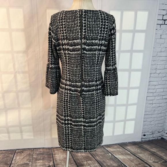 Talbots long bell sleeve warm plaid sweater like sheath dress size 8 - Picture 5 of 10